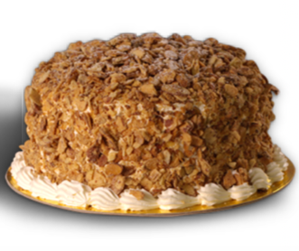 Burnt Almond Torte | Vanilla cake covered in tasty sugared almonds!